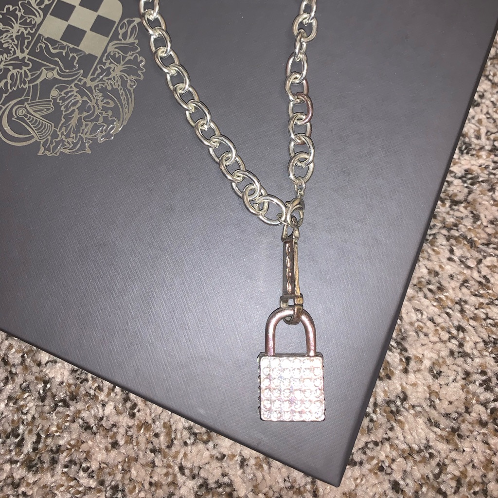 Bebe Lock Rhinestone Necklace 20$